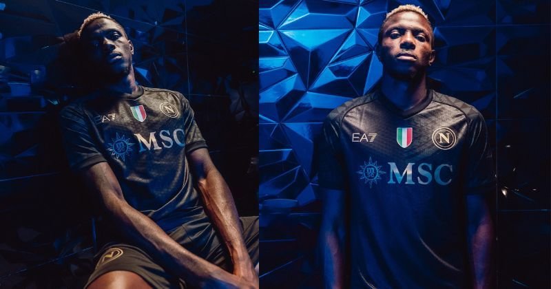 players wearing napoli 2023-24 third shirt in black